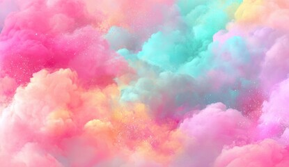 A pastel-colored, abstract cloud-like design.