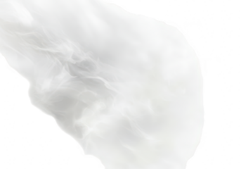 A soft, ethereal white smoke or mist swirling gently, isolated on a clean transparent background