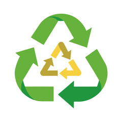 Obraz premium Recycling arrow green vector on white background.