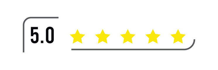 Obraz premium Rating Icon 5 Stars Review Graphic – Excellent Score Feedback Design