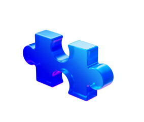 Fototapeta premium A glowing blue puzzle piece with smooth edges and a futuristic design. 3D illustration