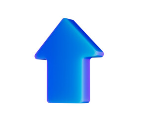 A glowing blue arrow pointing upward, symbolizing progress, direction and growth. 3D Illustration
