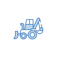 Backhoe Loader icon design with white background stock illustration