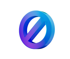 A glowing blue prohibition icon with a diagonal bar, symbolizing restriction. 3d illustration