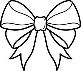 Simple christmas bow line art vector illustration