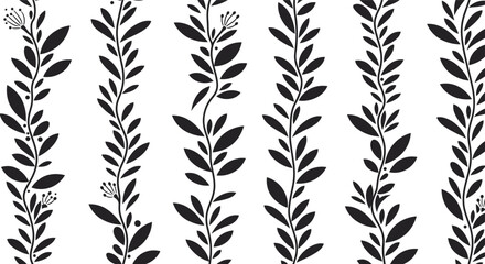 Monochromatic Vector Plant Motif Pattern