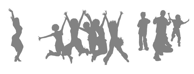 Energetic crowd of people with arms raised in celebration
