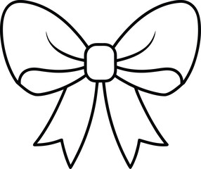 Simple christmas bow line art vector illustration