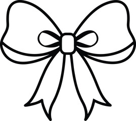 Simple christmas bow line art vector illustration