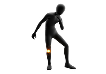 Isolated Injured Stickman Knee Pain with Light Effect