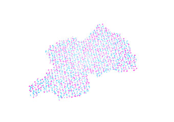Obraz premium Illuminated Rwanda Digital Data Map Pink And Blue Neon Glowing Particles 3D Illustration