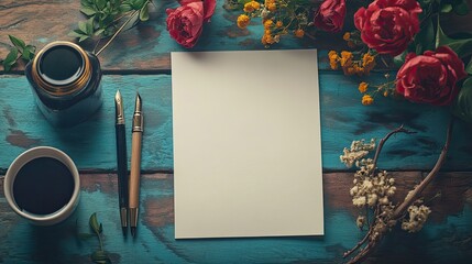 Paper, ink, and calligraphy pens for a creative lettering workshop setup.