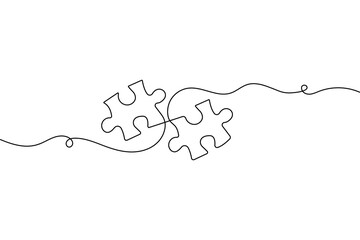 Isolated outline puzzle icon in continuous single line vector art
