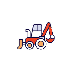 Backhoe Loader icon design with white background stock illustration