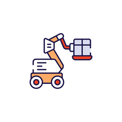 Telescopic Boom Lift icon design with white background stock illustration