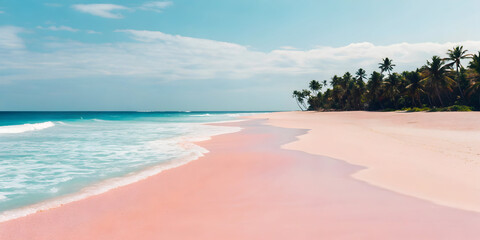 Aerial view of pastel beach with blue ocean waves