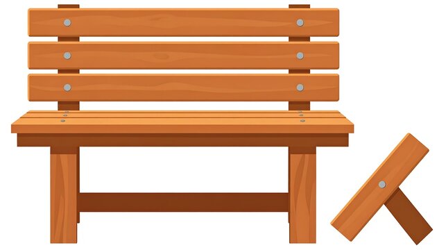 Cartoon illustration of a wooden park bench