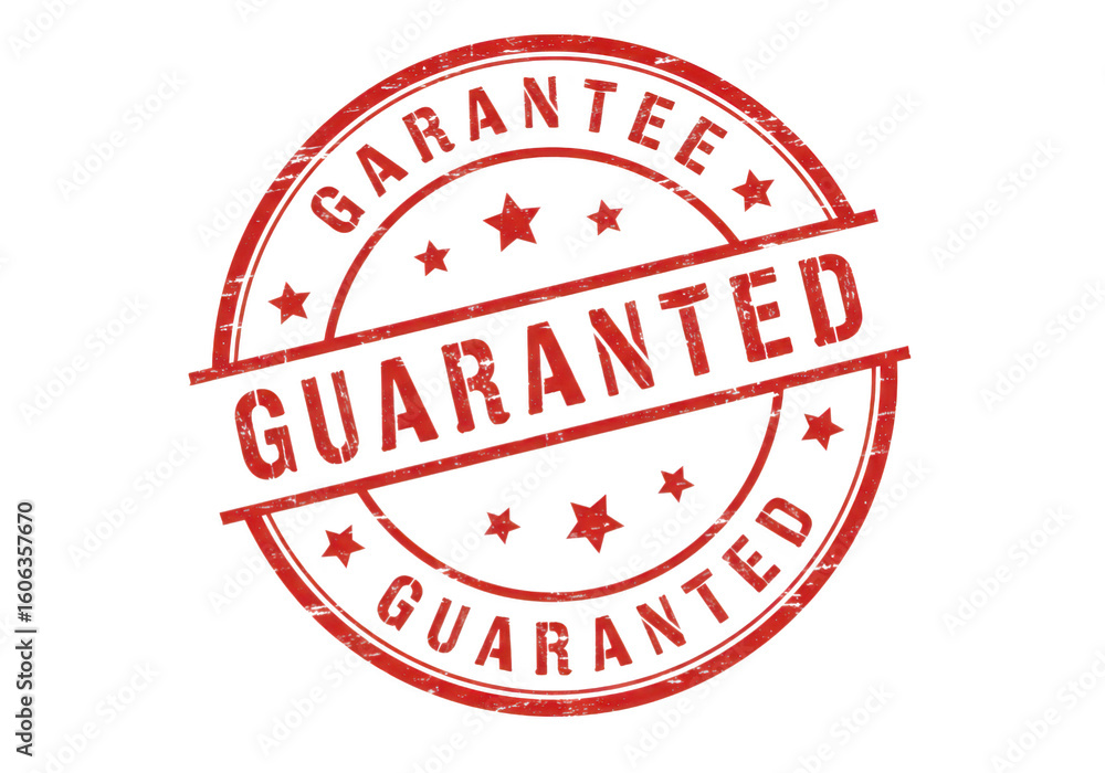 Poster a red circular stamp with the word guarantee prominently displayed across it isolated on transparent