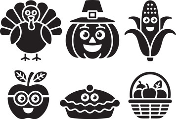 Thanksgiving Kids Clipart | Cartoon Pie and Pumpkin SVG

