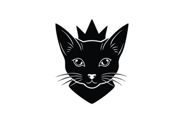 Silhouette art illustration of a crown on a cute cat head.eps