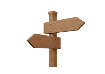 Isolated Wooden Directional Signpost with Arrow Shapes