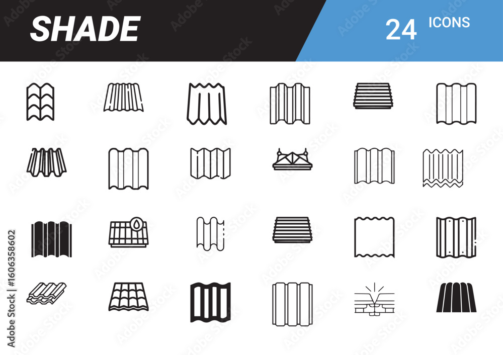 Poster iconic shade illustrations: an array of artistic shade icons, meticulously designed, presented in a 