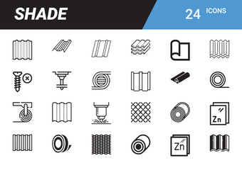Shade Icons: A comprehensive collection of 24 minimalist line icons representing various shades and shading-related elements, offering versatile design assets.