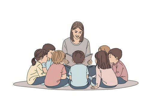 Story Time with Teacher and Children Engaging Young Minds with Literature