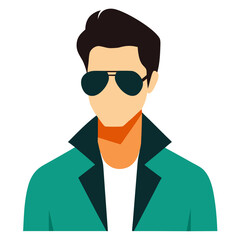 Stylish man wearing sunglasses vector on white background.