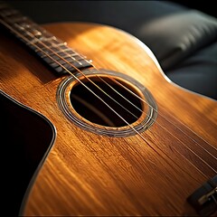 Obraz premium Close-up of Acoustic Guitar Body
