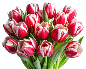Obraz premium a bouquet of vibrant red and white striped tulips flower
