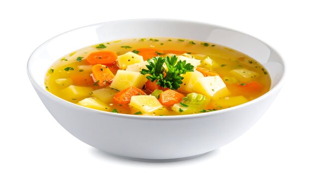 Creamy vegetable soup in a white bowl