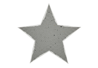 A rough, textured gray star shape with torn edges, isolated on a transparent background