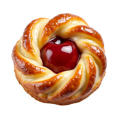 Cherry Pastry Delicious Baked with Sweet Cherry Topping isolated on transparent background
