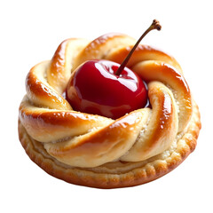 Cherry Pastry Delicious Baked with Sweet Cherry Topping isolated on transparent background