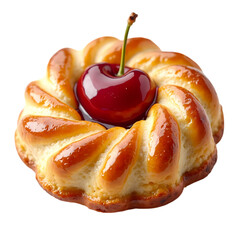 Cherry Pastry Delicious Baked with Sweet Cherry Topping isolated on transparent background