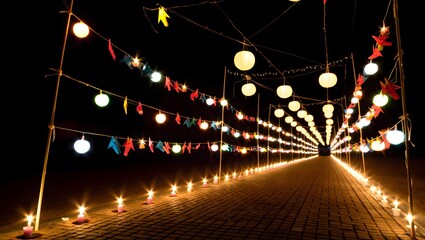 Magical Backyard Night Celebration with Handmade Paper Flowers and Twinkling Lights