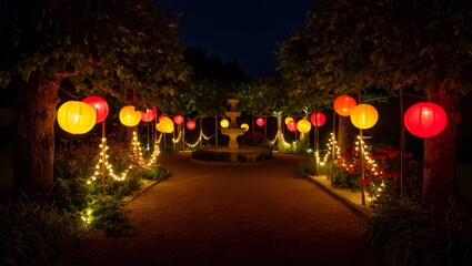 Magical Backyard Night Celebration with Handmade Paper Flowers and Twinkling Lights