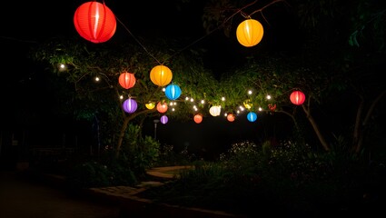 Magical Backyard Night Celebration with Handmade Paper Flowers and Twinkling Lights