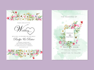 wild flowers wedding invitations card set