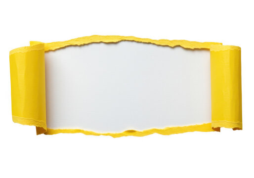 A torn piece of yellow paper with curled edges isolated on transparent background provides a blank canvas for your creative message - Powered by Adobe