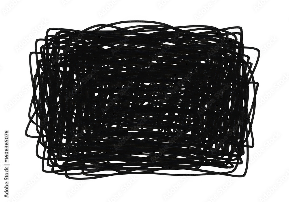 Poster a dense black scribble pattern fills the frame, creating a chaotic and abstract texture on a transpa