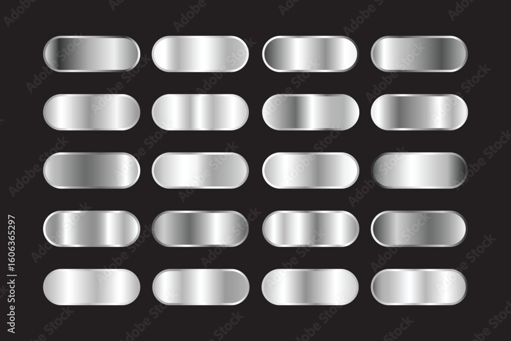 Wall mural 20 silver gradient color collection for ui elements