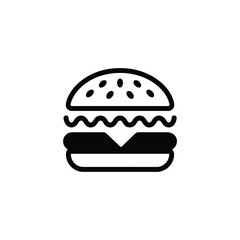 Simple black and white outline icon of a classic cheeseburger