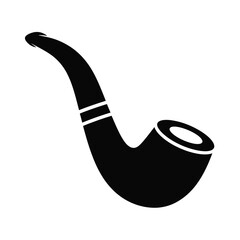 Classic black silhouette of a smoking pipe on a white background