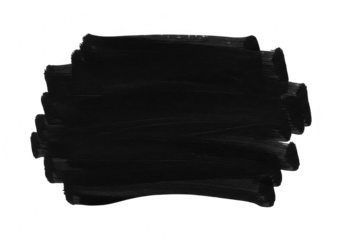A thick black paint stroke creates a bold and textured abstract design isolated on transparent background
