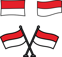 set of indonesia flags. vector design for independence
celebration card, banner poster, background decoration.