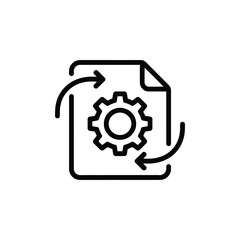 Document with gear and circular arrows representing workflow or process