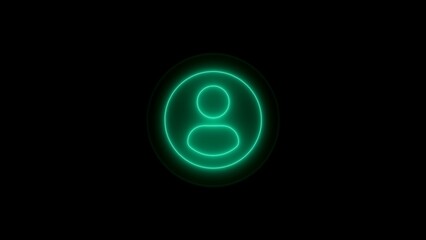 Glowing green neon user icon design on dark background illustrating digital concepts
