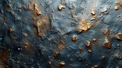 Silver and gold abstract surface with textured rocks